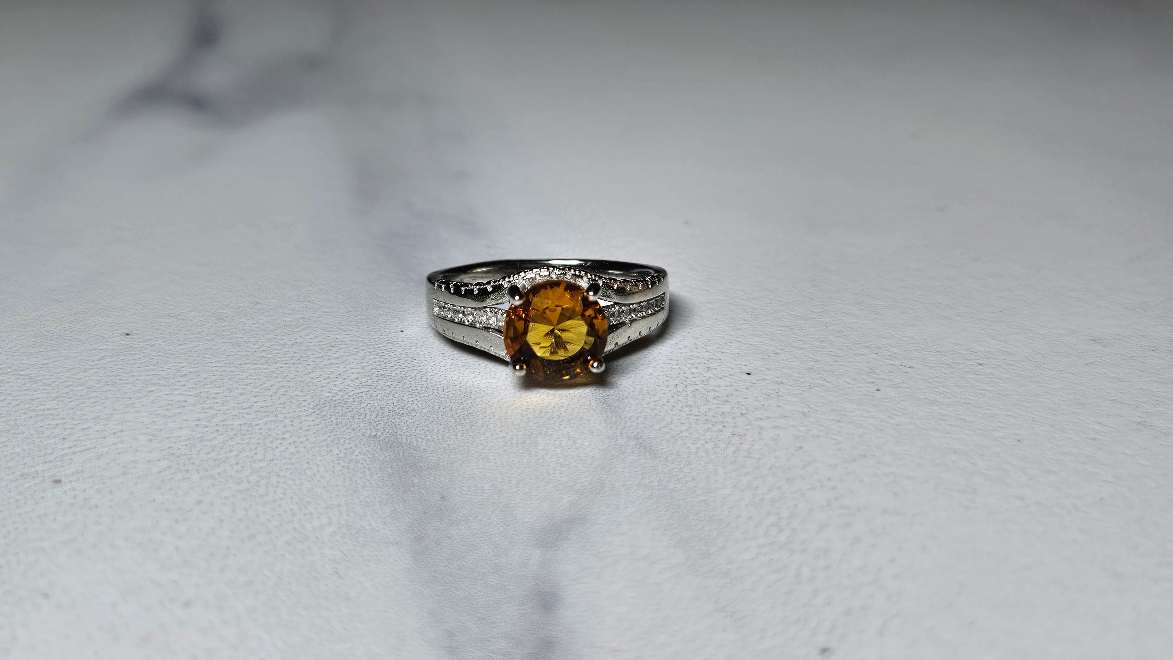 Yellow Sapphire 925 Sterling Silver Ring with Rhodium Plating – Elegant & Timeless Jewelry