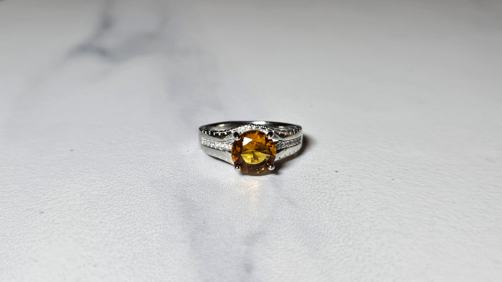 Yellow Sapphire 925 Sterling Silver Ring with Rhodium Plating – Elegant & Timeless Jewelry