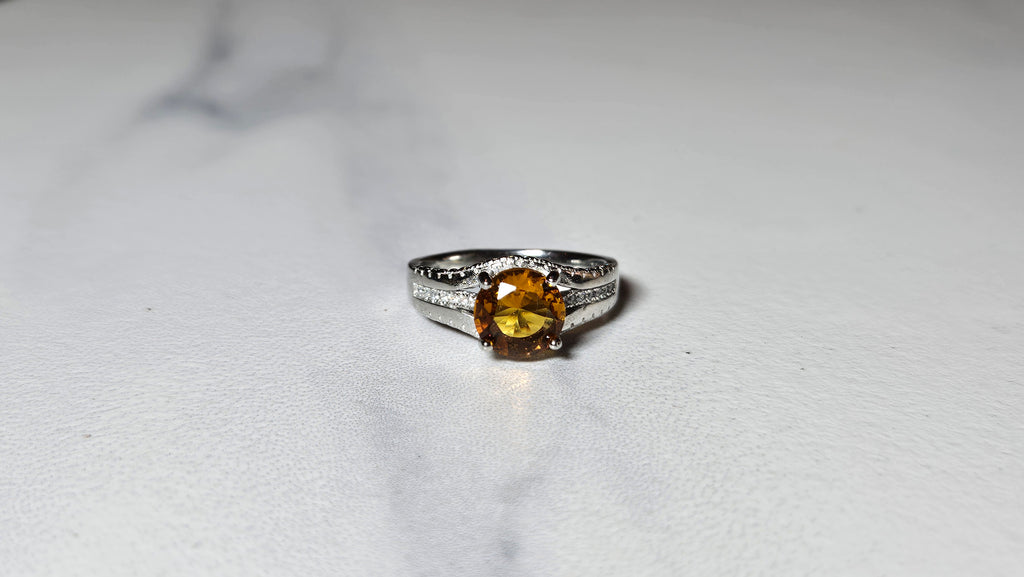 Yellow Sapphire 925 Sterling Silver Ring with Rhodium Plating – Elegant & Timeless Jewelry