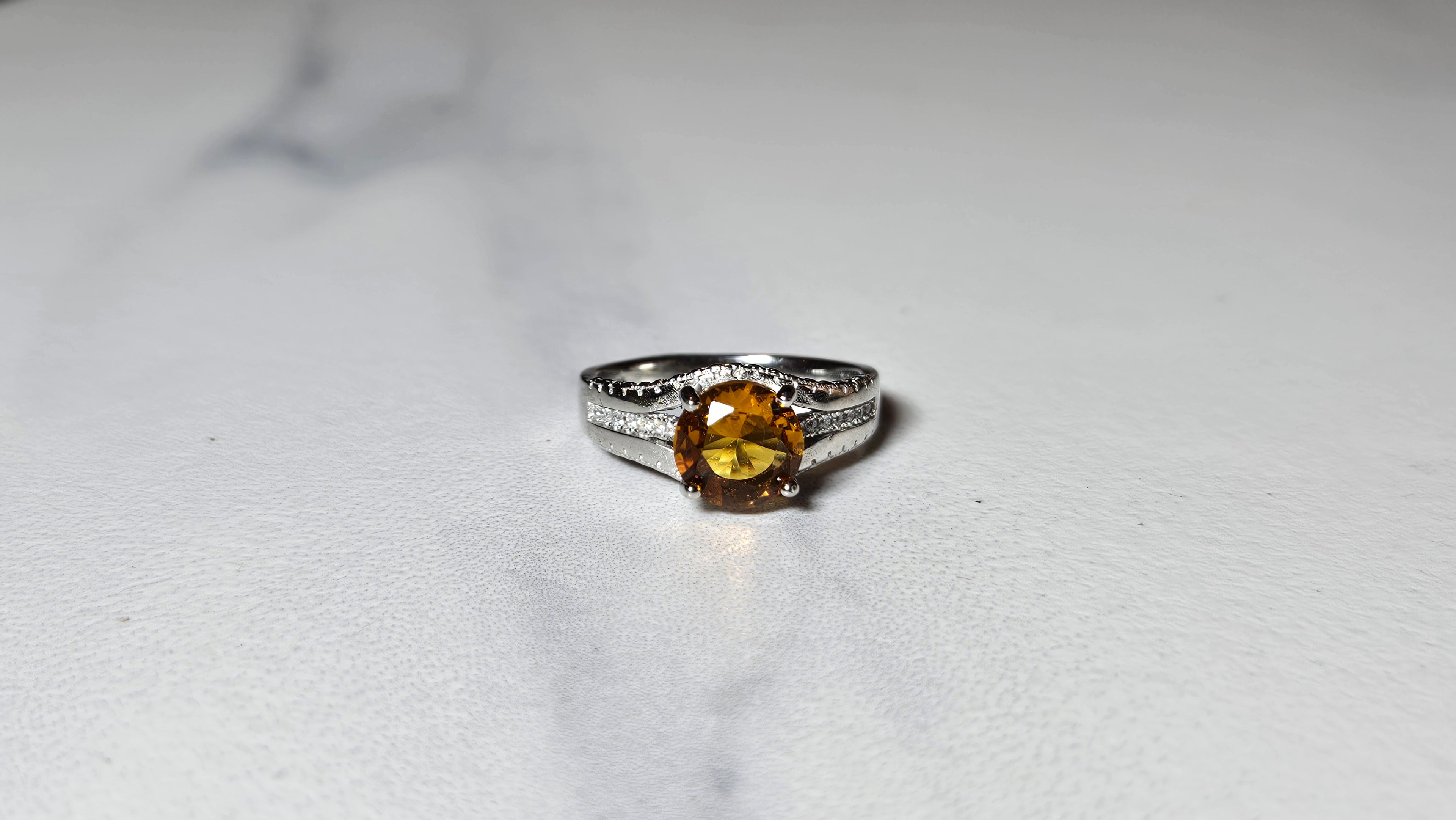 Yellow Sapphire 925 Sterling Silver Ring with Rhodium Plating – Elegant & Timeless Jewelry