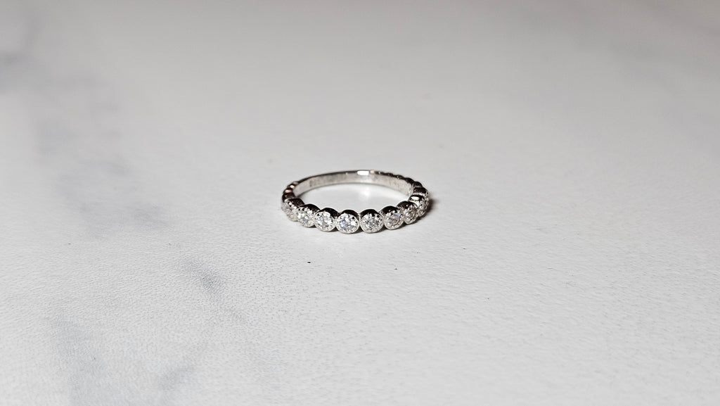 11 Diamond Line 925 Sterling Silver Ring with Rhodium Plating – Elegant Band for Everyday & Special Occasions