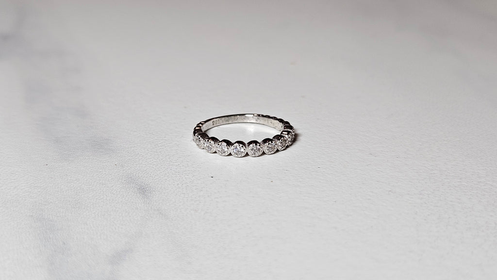 11 Diamond Line 925 Sterling Silver Ring with Rhodium Plating – Elegant Band for Everyday & Special Occasions